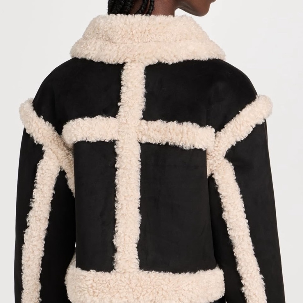 Stand Studio Edith Black Cream Teddy Jacket - Picture 2 of 5